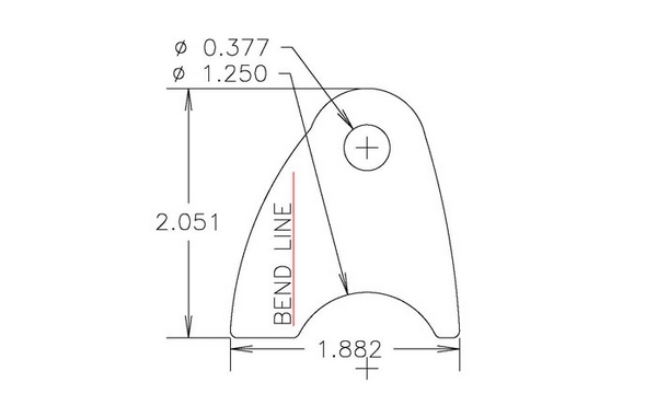 4130 1/8" THK, 3/8" HOLE, 3/16" HT, 1 1/4 TUBE, BENT UP CHASSIS TAB - QTY 2